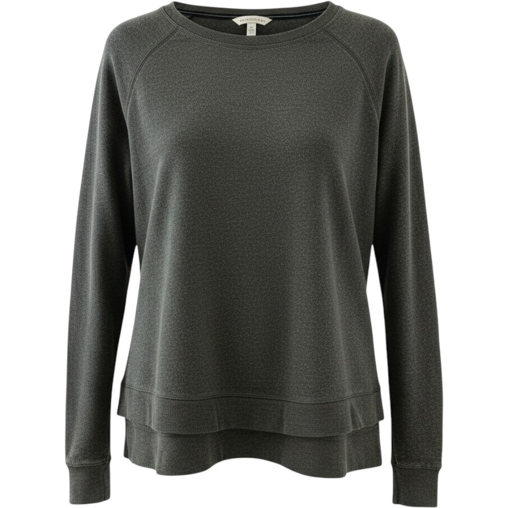 Liz Claiborne Weekend Grey Metallic Shimmer Crossover Hem Sweatshirt Large